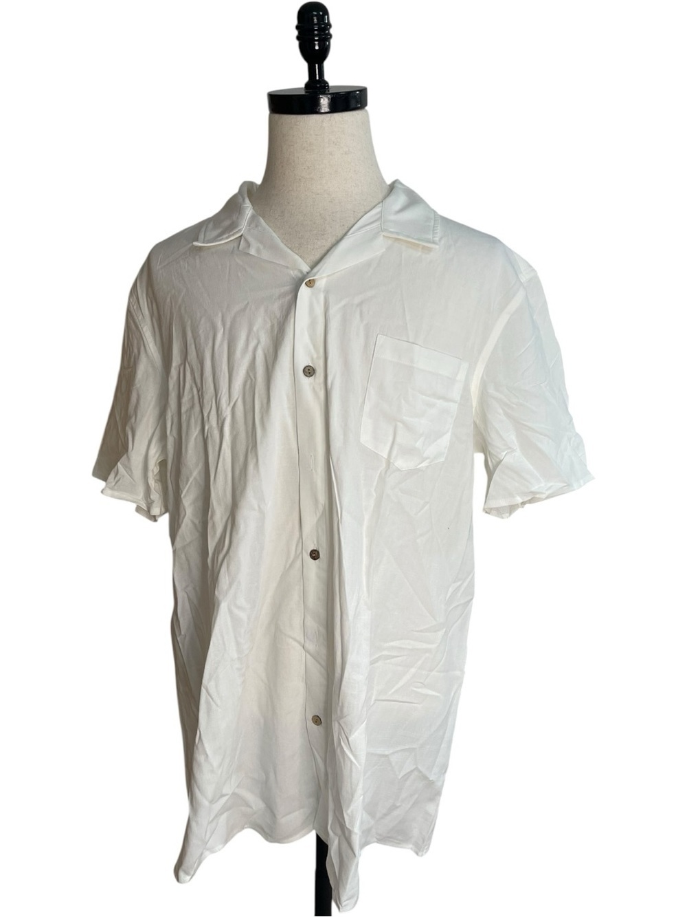 Coofandy Casual Button-Down Linen Texture Shirt White